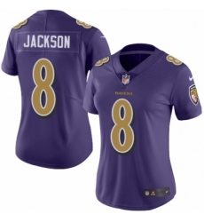 Women's Nike Baltimore Ravens #8 Lamar Jackson Limited Purple Rush Vapor Untouchable NFL Jersey