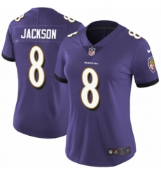 Women's Nike Baltimore Ravens #8 Lamar Jackson Purple Team Color Vapor Untouchable Limited Player NFL Jersey