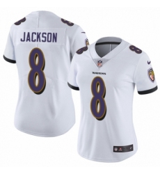 Women's Nike Baltimore Ravens #8 Lamar Jackson White Vapor Untouchable Limited Player NFL Jersey