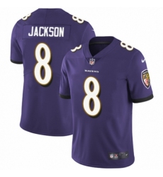 Youth Nike Baltimore Ravens #8 Lamar Jackson Purple Team Color Vapor Untouchable Limited Player NFL Jersey