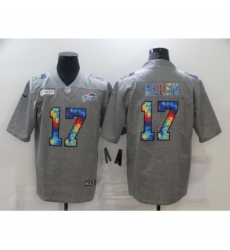 Men's Buffalo Bills #17 Josh Allen Gray Rainbow Version Nike Limited Jersey