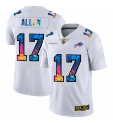 Men's Buffalo Bills #17 Josh Allen White Nike Multi-Color 2020 NFL Crucial Catch Limited NFL Jersey