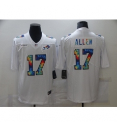 Men's Buffalo Bills #17 Josh Allen White Rainbow Version Nike Limited Jersey