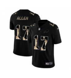 Men's Buffalo Bills #17 Josh Allen statue of liberty black jersey