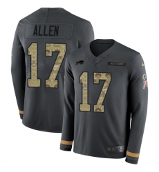Men's Nike Buffalo Bills #17 Josh Allen Anthracite Salute to Service Stitched NFL Limited Therma Long Sleeve Jersey