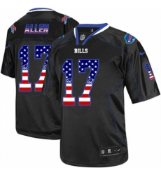 Men's Nike Buffalo Bills #17 Josh Allen Elite Black USA Flag Fashion NFL Jersey