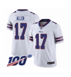 Men's Nike Buffalo Bills #17 Josh Allen White Vapor Untouchable Limited Player 100th Season NFL Jersey