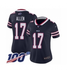 Women's Nike Buffalo Bills #17 Josh Allen Limited Navy Blue Inverted Legend 100th Season NFL Jersey