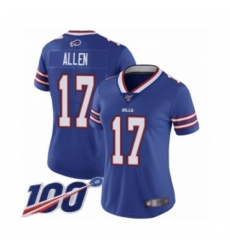 Women's Nike Buffalo Bills #17 Josh Allen Royal Blue Team Color Vapor Untouchable Limited Player 100th Season NFL Jersey