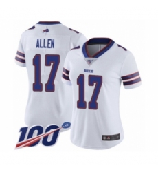 Women's Nike Buffalo Bills #17 Josh Allen White Vapor Untouchable Limited Player 100th Season NFL Jersey