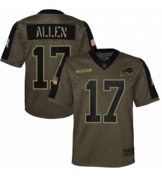 Youth Buffalo Bills #17 Josh Allen Olive Nike 2021 Salute To Service Game Jersey