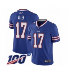 Youth Nike Buffalo Bills #17 Josh Allen Royal Blue Team Color Vapor Untouchable Limited Player 100th Season NFL Jersey