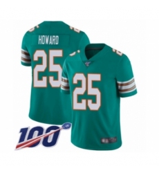 Men's Miami Dolphins #25 Xavien Howard Aqua Green Alternate Vapor Untouchable Limited Player 100th Season Football Jersey