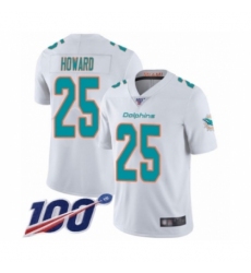 Men's Miami Dolphins #25 Xavien Howard White Vapor Untouchable Limited Player 100th Season Football Jersey