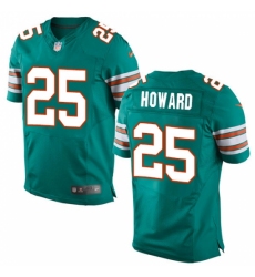 Men's Nike Miami Dolphins #25 Xavien Howard Elite Aqua Green Alternate NFL Jersey