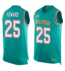 Men's Nike Miami Dolphins #25 Xavien Howard Limited Aqua Green Player Name & Number Tank Top NFL Jersey