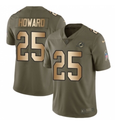 Men's Nike Miami Dolphins #25 Xavien Howard Limited Olive/Gold 2017 Salute to Service NFL Jersey