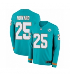 Youth Nike Miami Dolphins #25 Xavien Howard Limited Aqua Therma Long Sleeve NFL Jersey