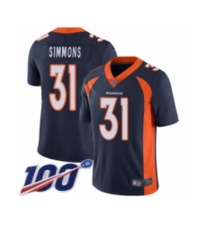 Men's Denver Broncos #31 Justin Simmons Navy Blue Alternate Vapor Untouchable Limited Player 100th Season Football Jersey