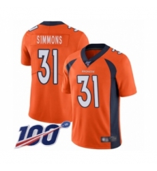 Men's Denver Broncos #31 Justin Simmons Orange Team Color Vapor Untouchable Limited Player 100th Season Football Jersey