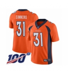 Men's Denver Broncos #31 Justin Simmons Orange Team Color Vapor Untouchable Limited Player 100th Season Football Jersey