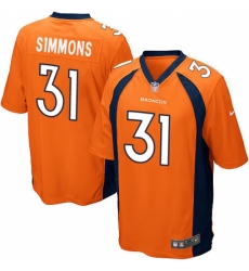 Men's Nike Denver Broncos #31 Justin Simmons Game Orange Team Color NFL Jersey