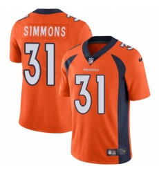 Men's Nike Denver Broncos #31 Justin Simmons Orange Team Color Vapor Untouchable Limited Player NFL Jersey