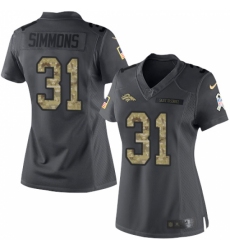 Women's Nike Denver Broncos #31 Justin Simmons Limited Black 2016 Salute to Service NFL Jersey