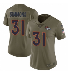 Women's Nike Denver Broncos #31 Justin Simmons Limited Olive 2017 Salute to Service NFL Jersey