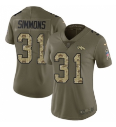 Women's Nike Denver Broncos #31 Justin Simmons Limited Olive/Camo 2017 Salute to Service NFL Jersey