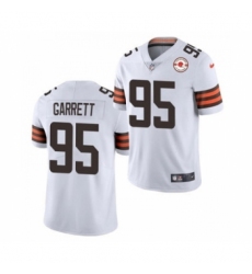 Men's Cleveland Browns #95 Myles Garrett 2021 White 75th Anniversary Patch Vapor Untouchable Limited Jersey