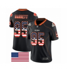Men's Cleveland Browns #95 Myles Garrett Limited Black Rush USA Flag Football Jersey