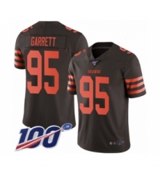 Men's Cleveland Browns #95 Myles Garrett Limited Brown Rush Vapor Untouchable 100th Season Football Jersey