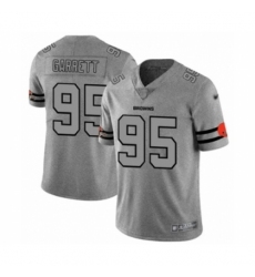Men's Cleveland Browns #95 Myles Garrett Limited Gray Team Logo Gridiron Football Jersey