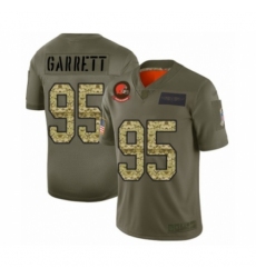 Men's Cleveland Browns #95 Myles Garrett Limited Olive Camo 2019 Salute to Service Football Jersey