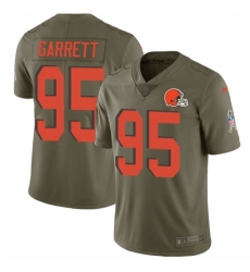 Men's Nike Cleveland Browns #95 Myles Garrett Limited Olive 2017 Salute to Service NFL Jersey