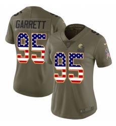 Women's Nike Cleveland Browns #95 Myles Garrett Limited Olive/USA Flag 2017 Salute to Service NFL Jersey