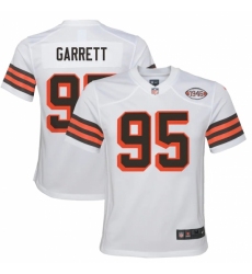 Youth Cleveland Browns #95 Myles Garrett Nike White 1946 Collection Alternate Jersey