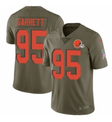 Youth Nike Cleveland Browns #95 Myles Garrett Limited Olive 2017 Salute to Service NFL Jersey