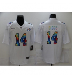 Men's Buffalo Bills #14 Stefon Diggs White Rainbow Version Nike Limited Jersey