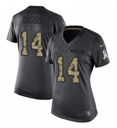 Women's Buffalo Bills #14 Stefon Diggs Black Stitched Limited 2016 Salute to Service Jersey