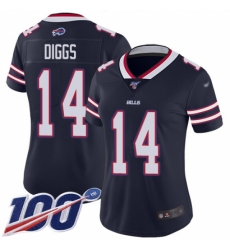 Women's Buffalo Bills #14 Stefon Diggs Navy Stitched Limited Inverted Legend 100th Season Jersey