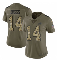 Women's Buffalo Bills #14 Stefon Diggs Olive Camo Stitched Limited 2017 Salute To Service Jersey
