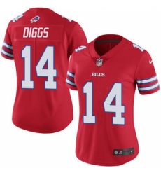 Women's Buffalo Bills #14 Stefon Diggs Red Stitched Limited Rush Jersey