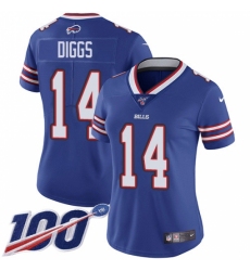 Women's Buffalo Bills #14 Stefon Diggs Royal Blue Team Color Stitched 100th Season Vapor Untouchable Limited Jersey
