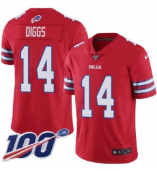 Youth Buffalo Bills #14 Stefon Diggs Red Stitched Limited Rush 100th Season Jersey