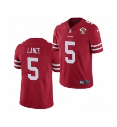 Men's San Francisco 49ers #5 Trey Lance Red 2021 75th Anniversary Vapor Untouchable Limited Jersey