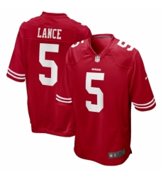 Men's San Francisco 49ers #5 Trey Lance Red Nike Scarlet Player Game Jersey