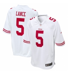 Men's San Francisco 49ers #5 Trey Lance White Nike Scarlet Player Game Jersey