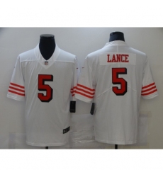 Men's San Francisco 49ers #5 Trey Lance White Nike Scarlet Player Limited Jersey
